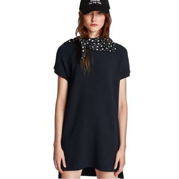 Zara Navy Blue Dress Round Neckline Zipper in the Back Size Small - Picture 6 of 16